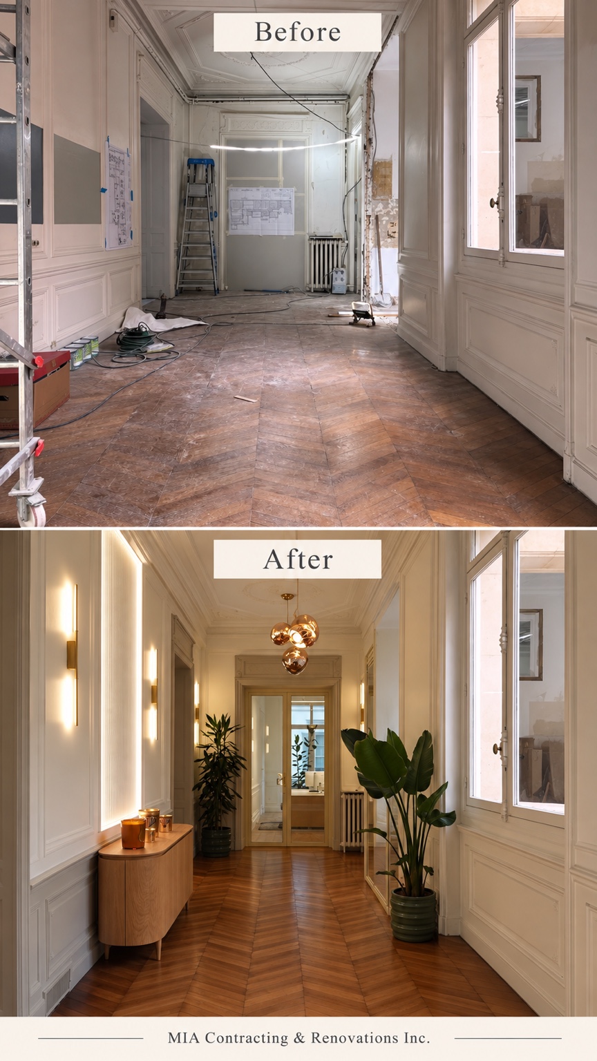 Heritage hallway restoration — before and after renovation