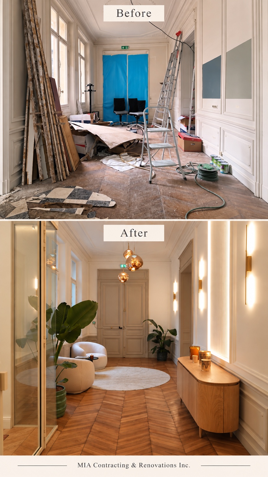 Entrance hall transformation — before and after renovation