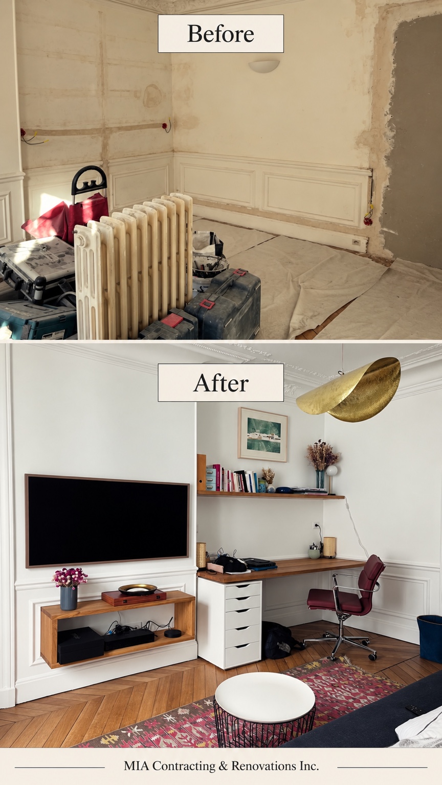 Home office renovation — before and after renovation